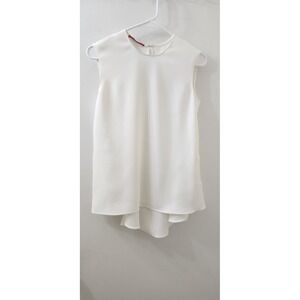 Carolina Herrera White Sleeveless Peplum Tiered Back Blouse Top Size 2